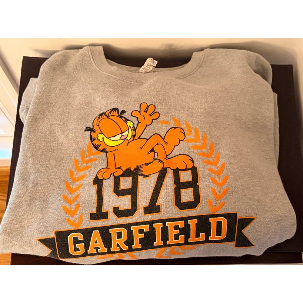 Delta Fleece Garfield 1978 Graphic Sweatshirt Gray Crewneck Mens XL Retro EUC - Picture 8 of 12